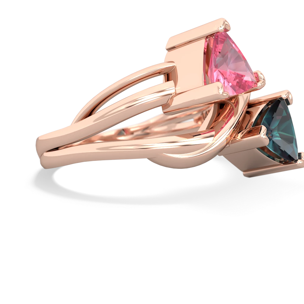 Lab Pink Sapphire Split Band Swirl 14K Rose Gold ring R2341