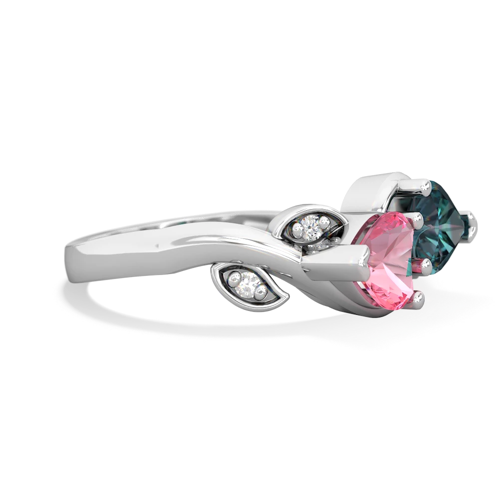 Lab Pink Sapphire Floral Elegance 14K White Gold ring R5790