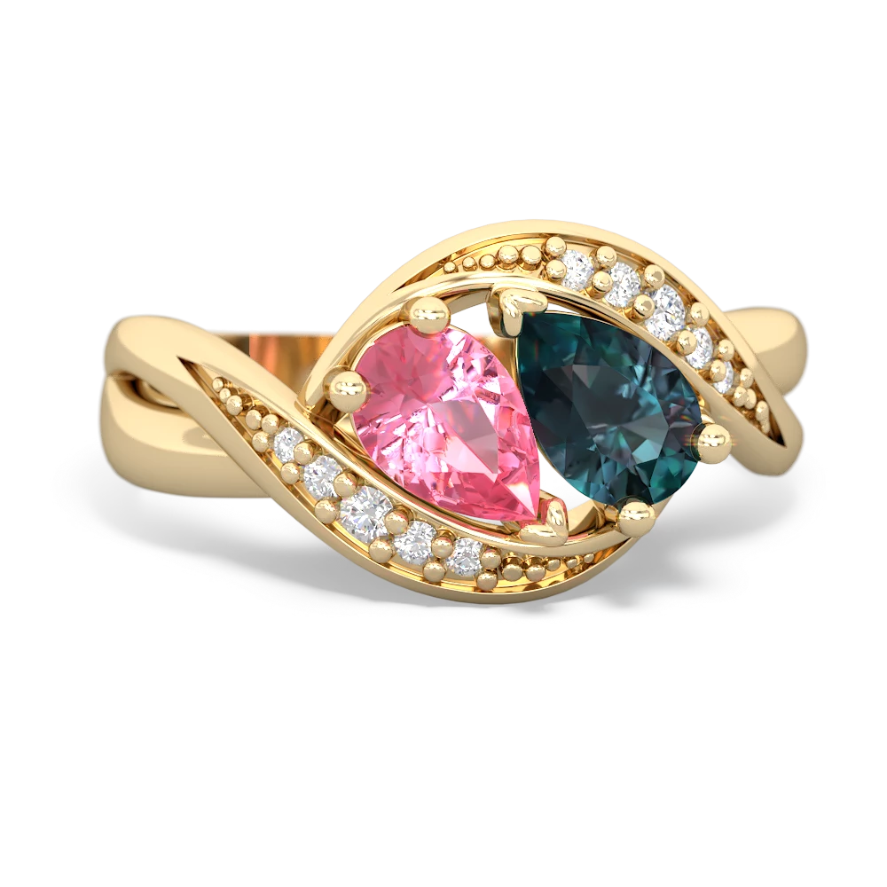 Lab Pink Sapphire Summer Winds 14K Yellow Gold ring R5342