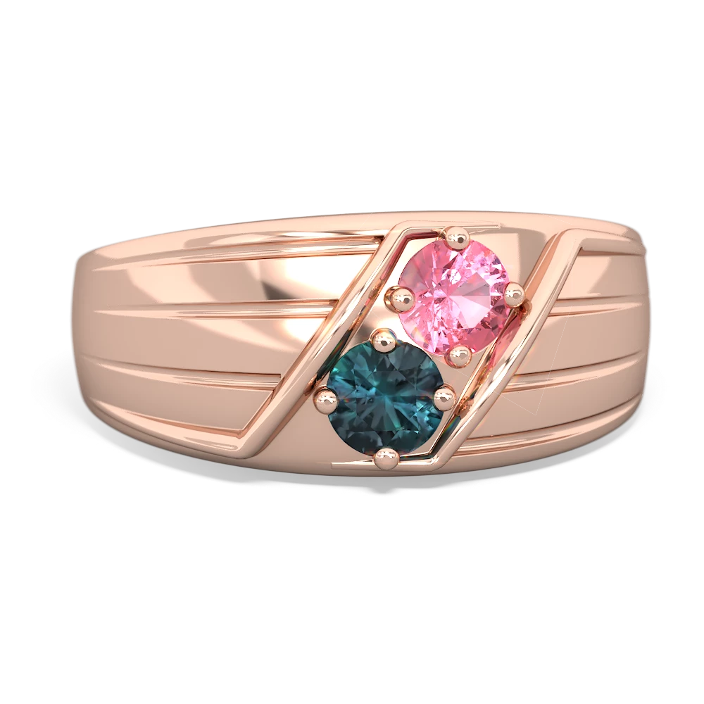 Lab Pink Sapphire Men's Streamline 14K Rose Gold ring R0460