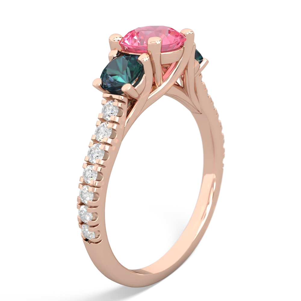 Lab Pink Sapphire Pave Trellis 14K Rose Gold ring R5500