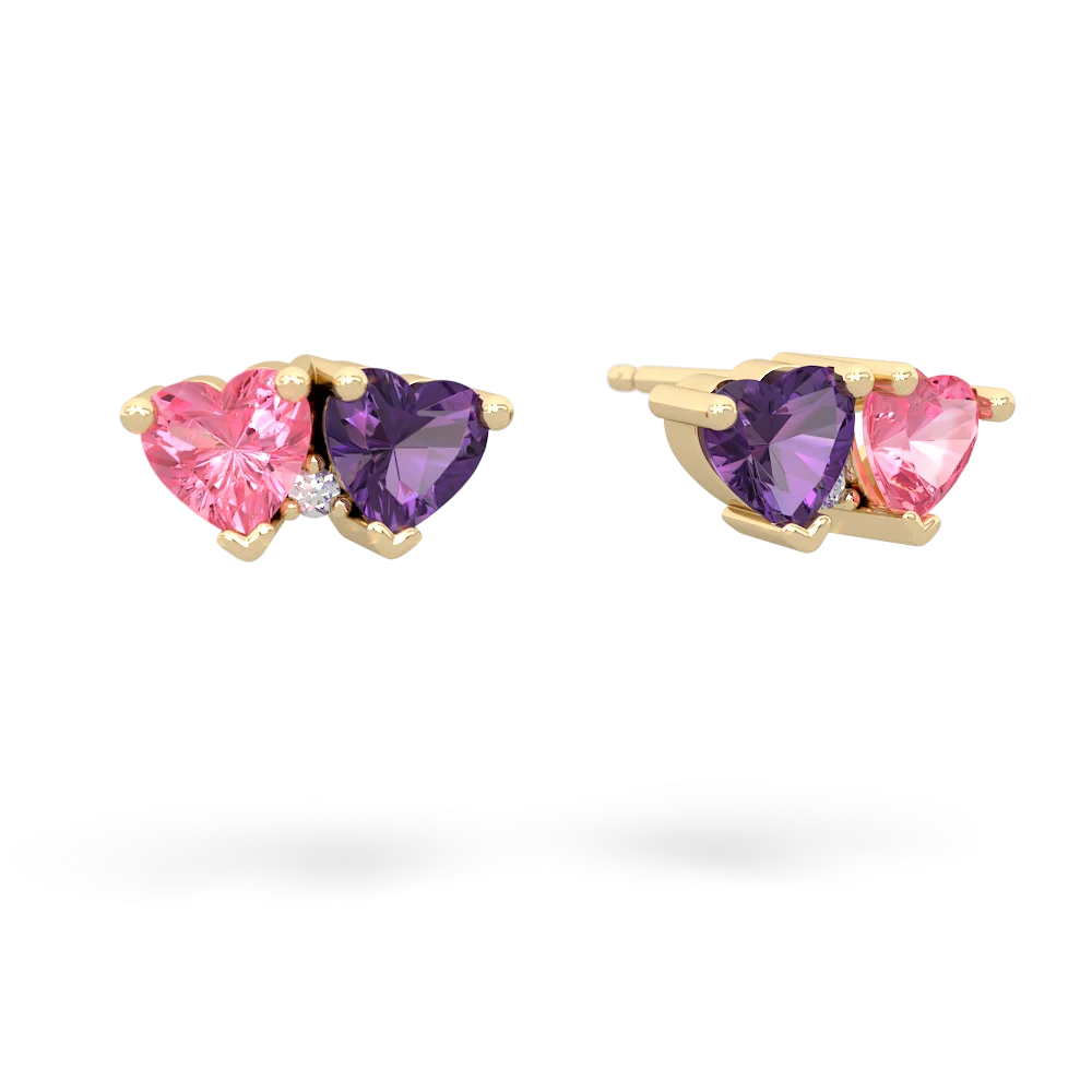 Lab Pink Sapphire Sweethearts 14K Yellow Gold earrings E5260