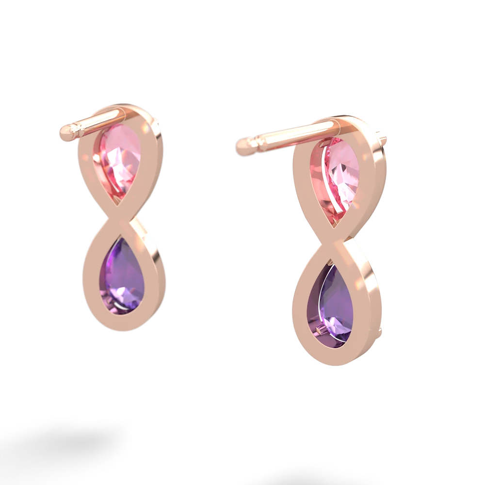 Lab Pink Sapphire Infinity 14K Rose Gold earrings E5050