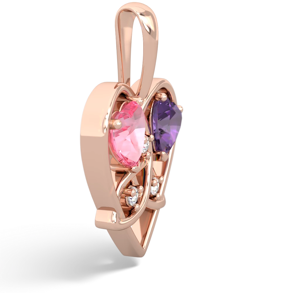 Lab Pink Sapphire Celtic Trinity Heart 14K Rose Gold pendant P5331