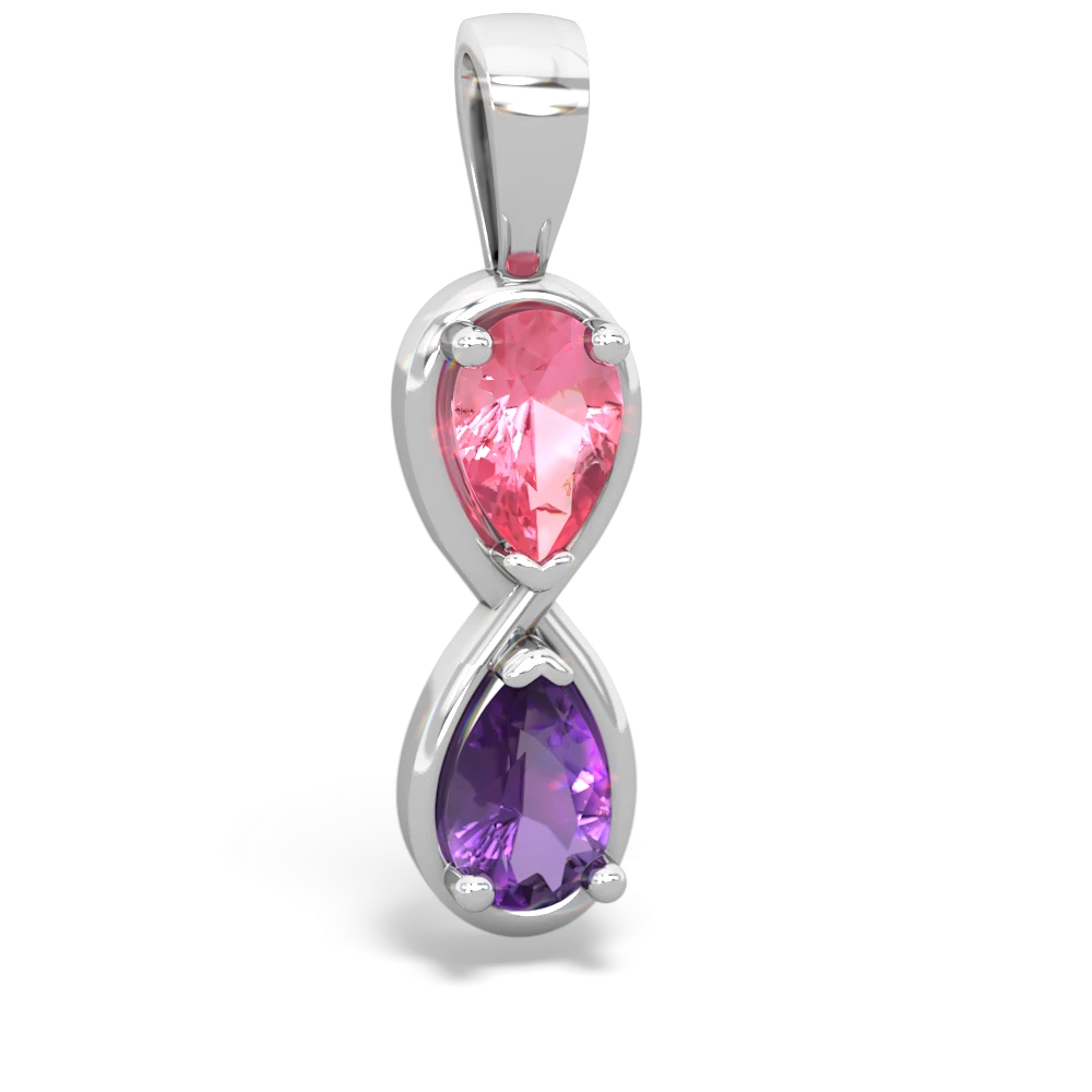 Lab Pink Sapphire Infinity 14K White Gold pendant P5050