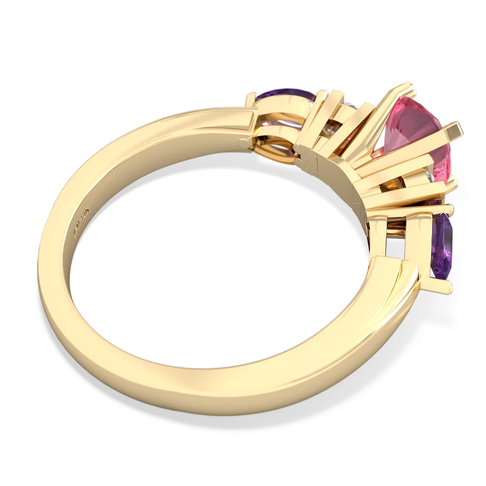 Lab Pink Sapphire 6Mm Round Eternal Embrace Engagement 14K Yellow Gold ring R2005