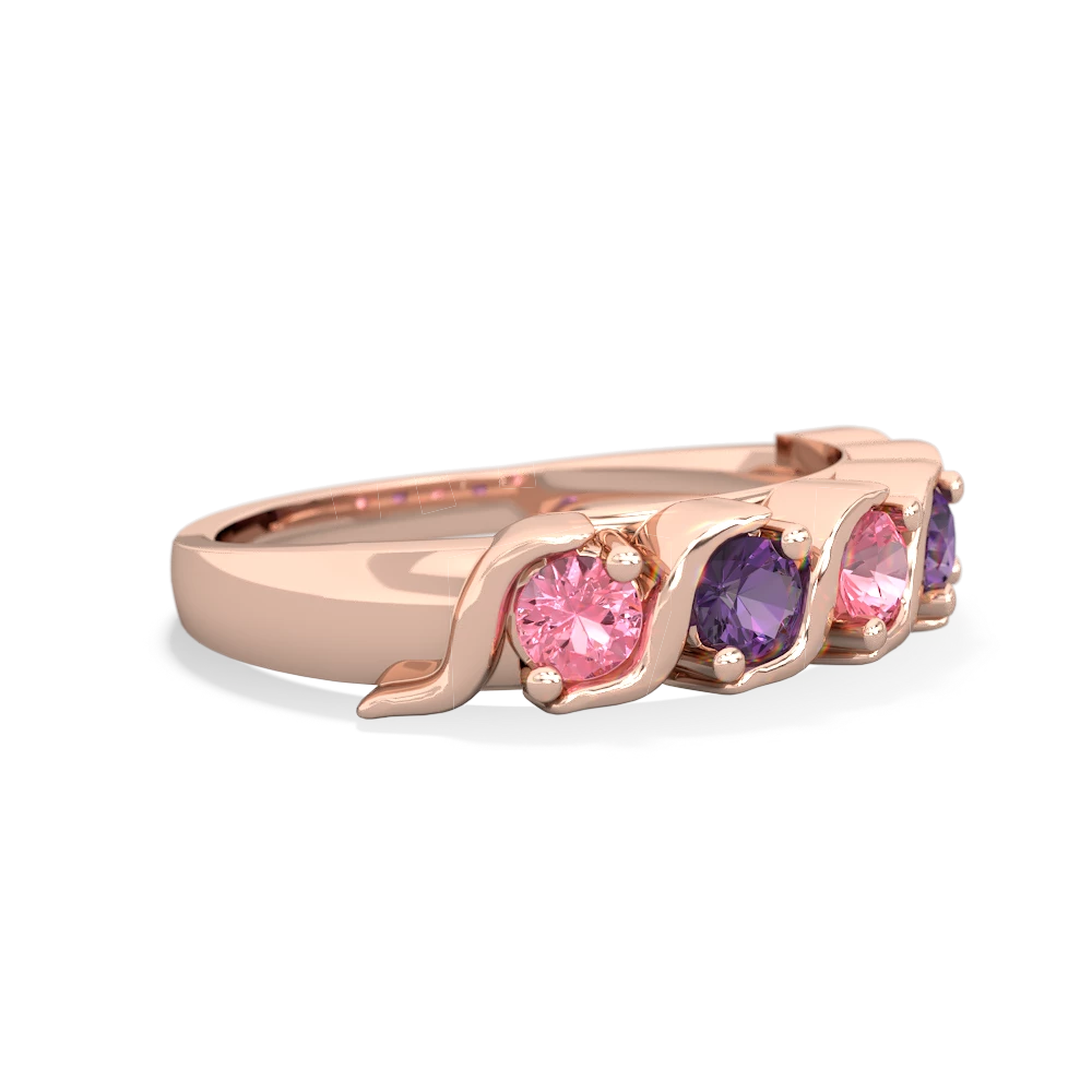 Lab Pink Sapphire Anniversary Band 14K Rose Gold ring R2089