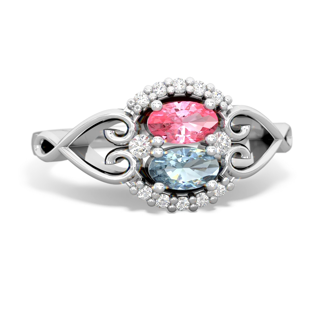 Lab Pink Sapphire Love Nest 14K White Gold ring R5860