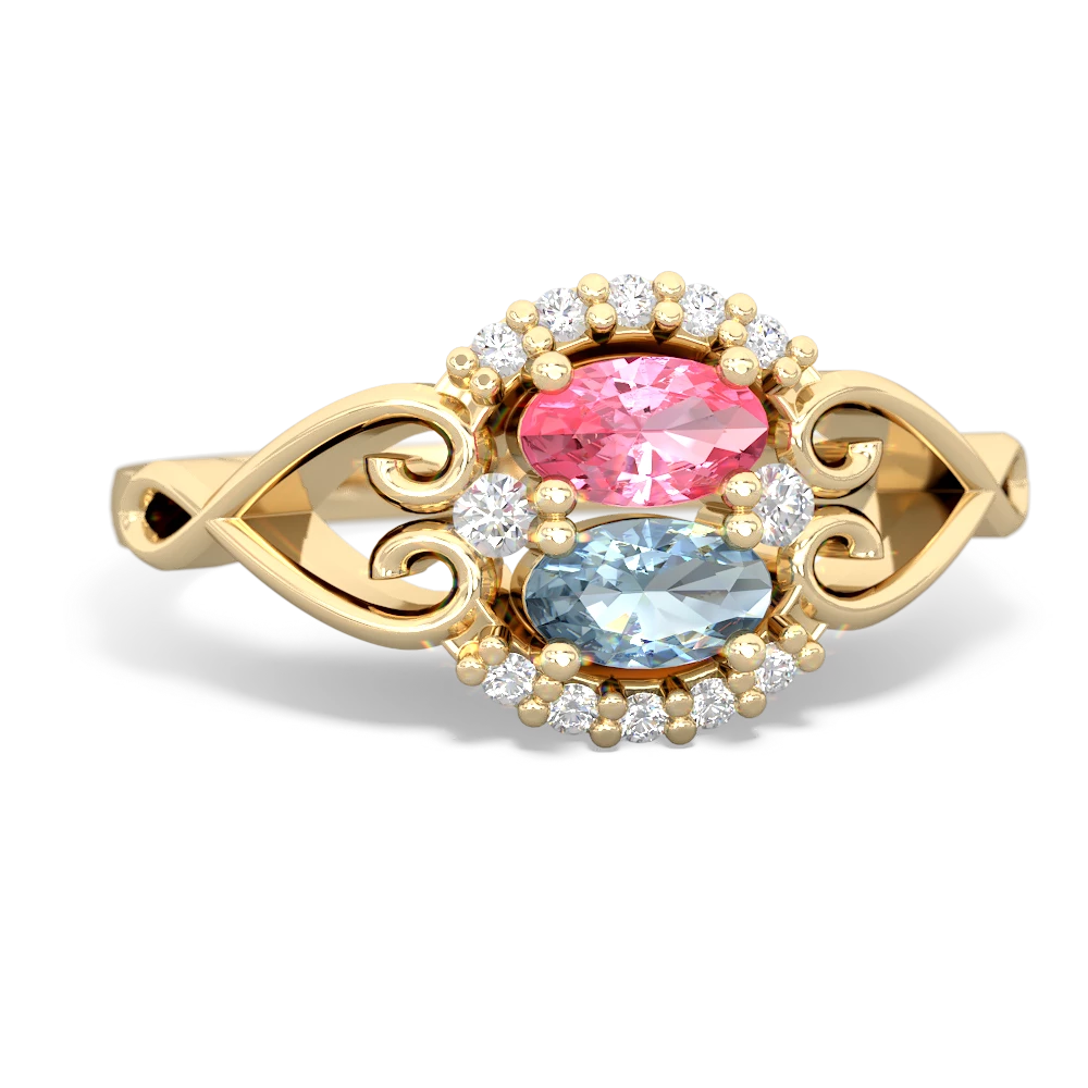 Lab Pink Sapphire Love Nest 14K Yellow Gold ring R5860