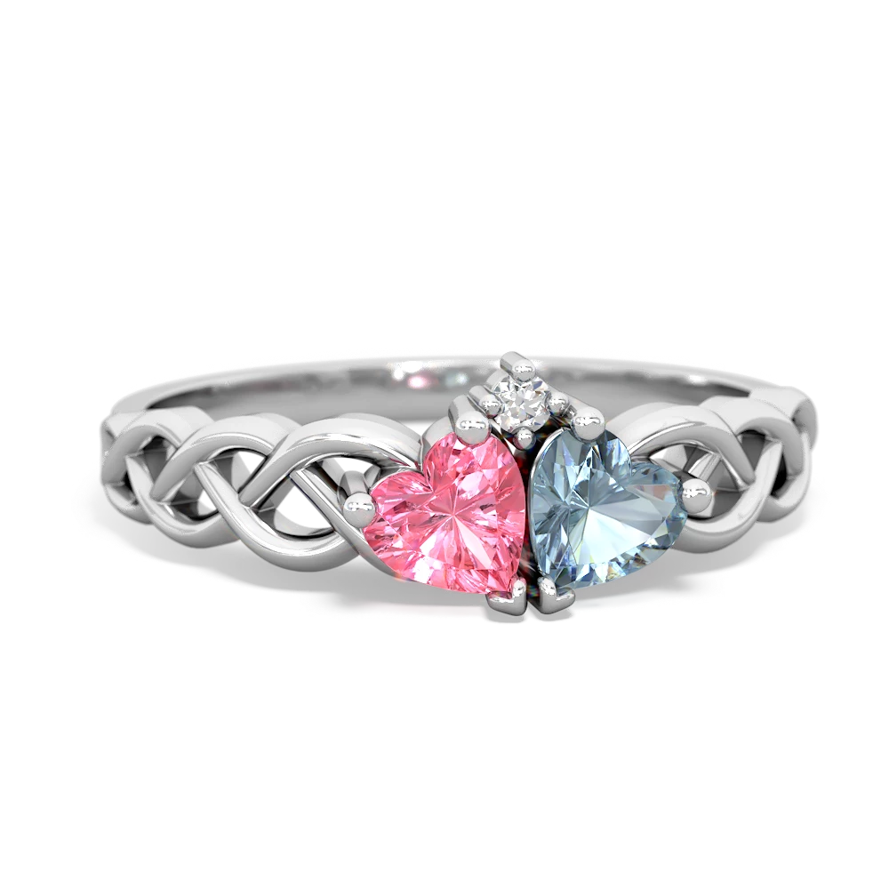 Lab Pink Sapphire Heart To Heart Braid 14K White Gold ring R5870