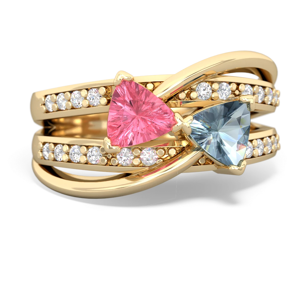 Lab Pink Sapphire Bowtie 14K Yellow Gold ring R2360