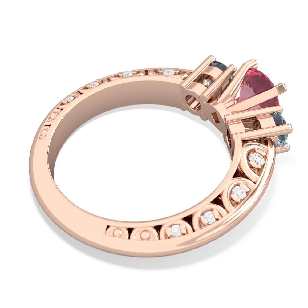 Lab Pink Sapphire Art Deco Eternal Embrace Engagement 14K Rose Gold ring C2003