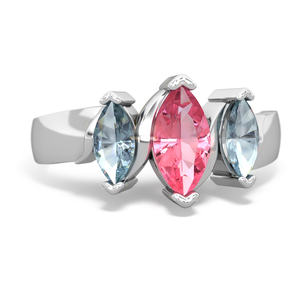 Lab Pink Sapphire Three Peeks 14K White Gold ring R2433