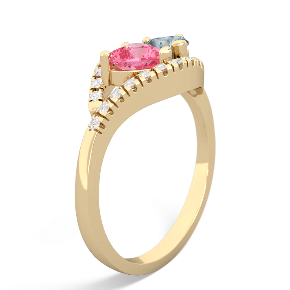 Lab Pink Sapphire Mother And Child 14K Yellow Gold ring R3010