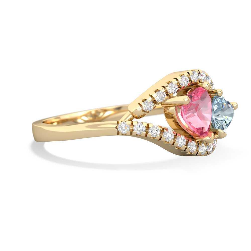 Lab Pink Sapphire Mother And Child 14K Yellow Gold ring R3010