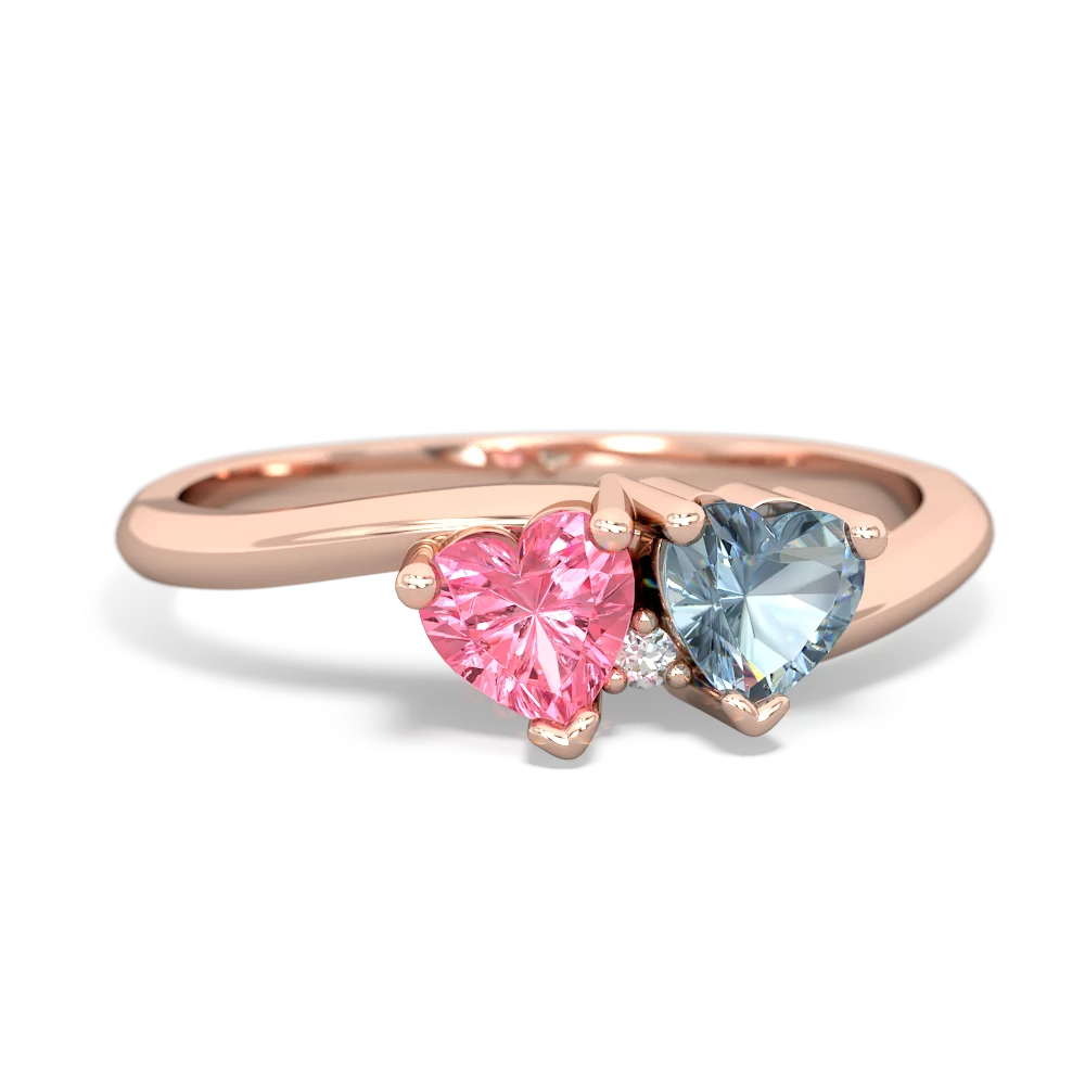 Lab Pink Sapphire Sweethearts 14K Rose Gold ring R5260