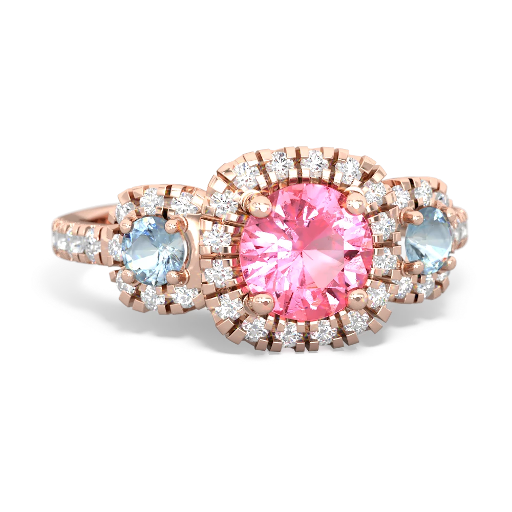 Lab Pink Sapphire Regal Halo 14K Rose Gold ring R5350