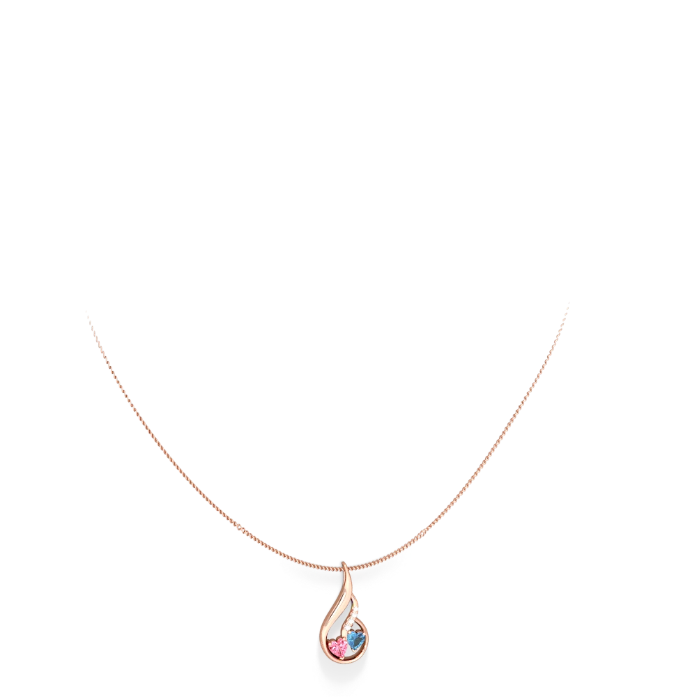 Lab Pink Sapphire Keepsake Curves 14K Rose Gold pendant P5450