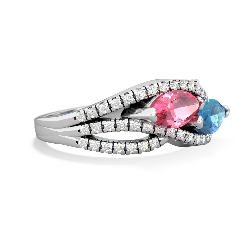 Lab Pink Sapphire Diamond Rivers 14K White Gold ring R3070