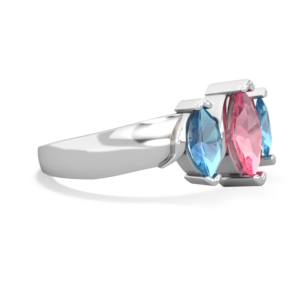 Lab Pink Sapphire Three Peeks 14K White Gold ring R2433