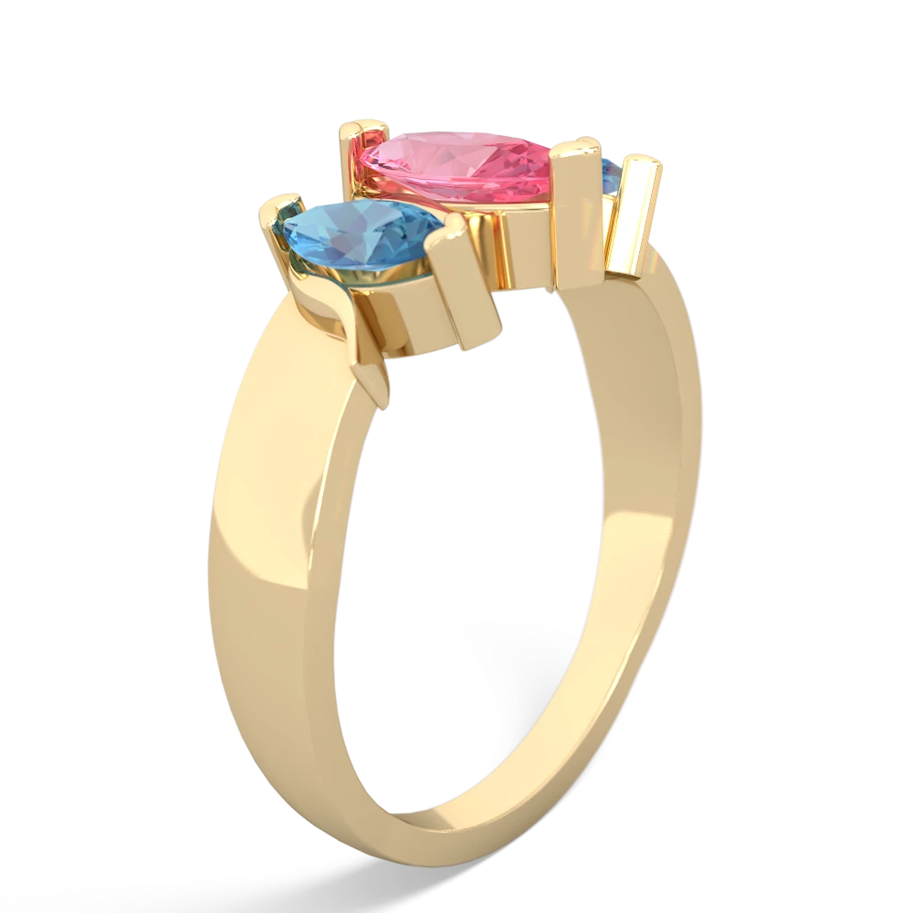 Lab Pink Sapphire Three Peeks 14K Yellow Gold ring R2433