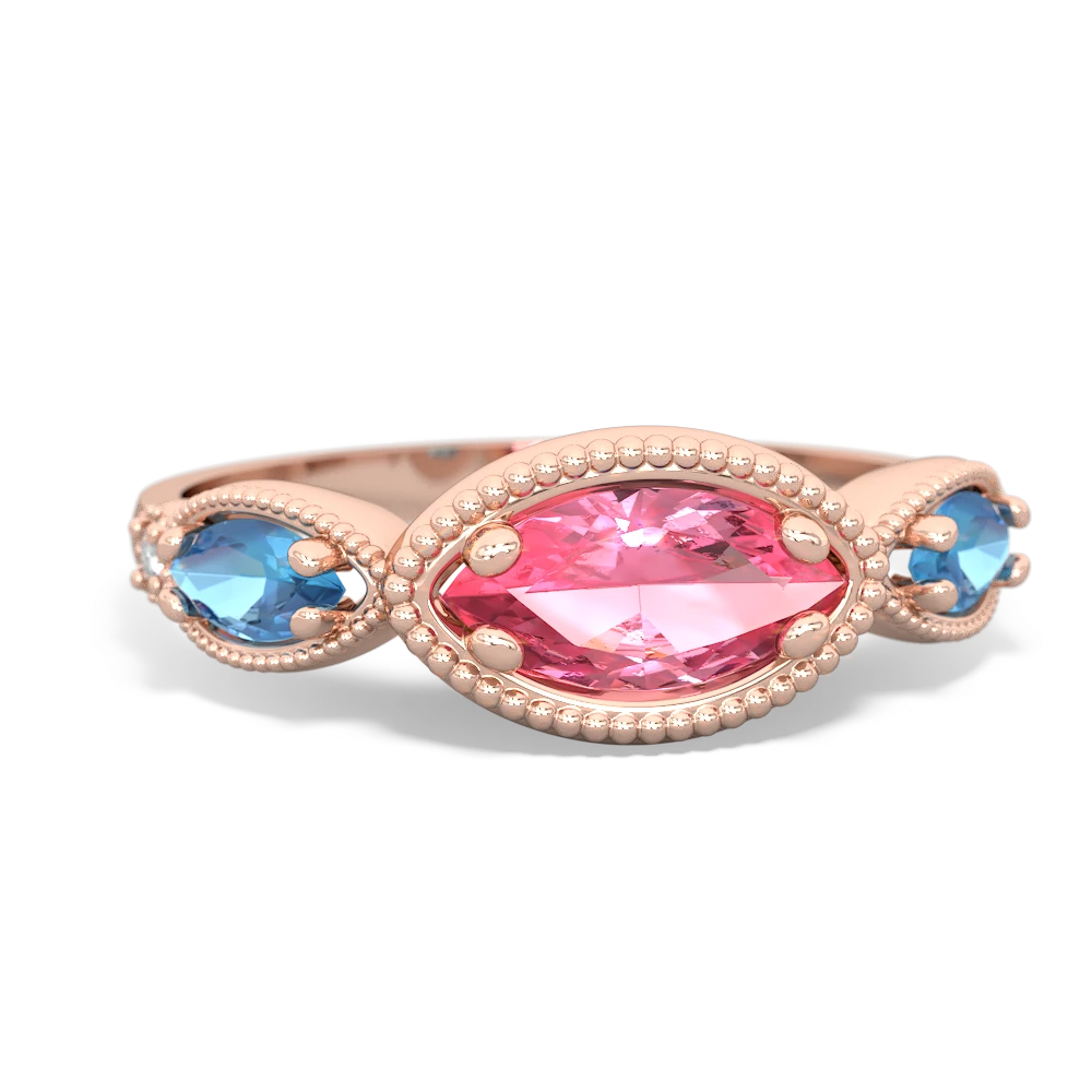 Lab Pink Sapphire Milgrain Marquise 14K Rose Gold ring R5700