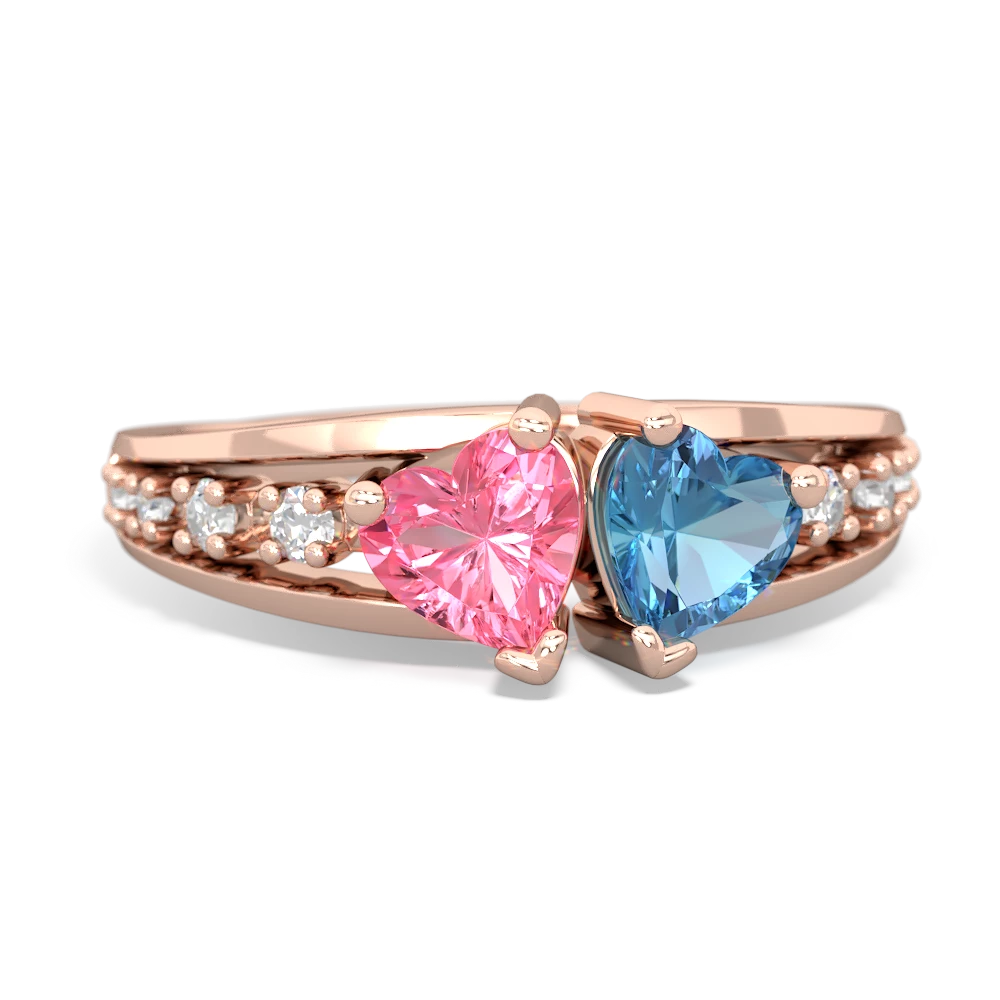 Lab Pink Sapphire Heart To Heart 14K Rose Gold ring R3342