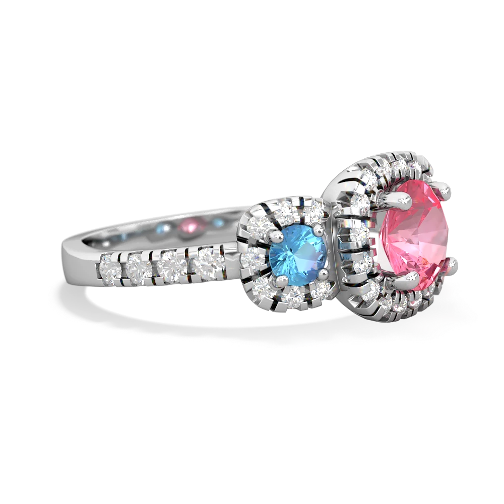 Lab Pink Sapphire Regal Halo 14K White Gold ring R5350