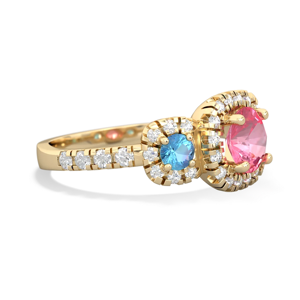 Lab Pink Sapphire Regal Halo 14K Yellow Gold ring R5350