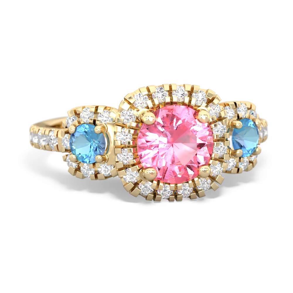 Lab Pink Sapphire Regal Halo 14K Yellow Gold ring R5350