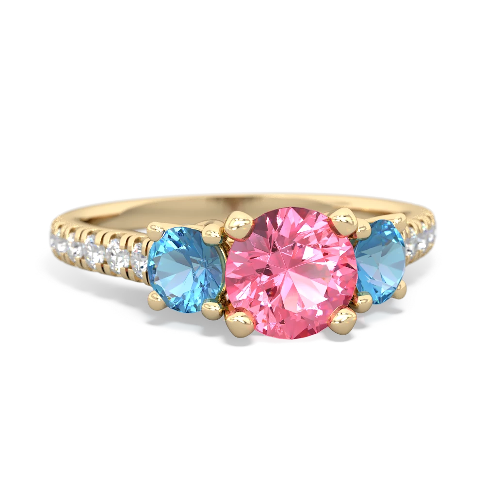 Lab Pink Sapphire Pave Trellis 14K Yellow Gold ring R5500