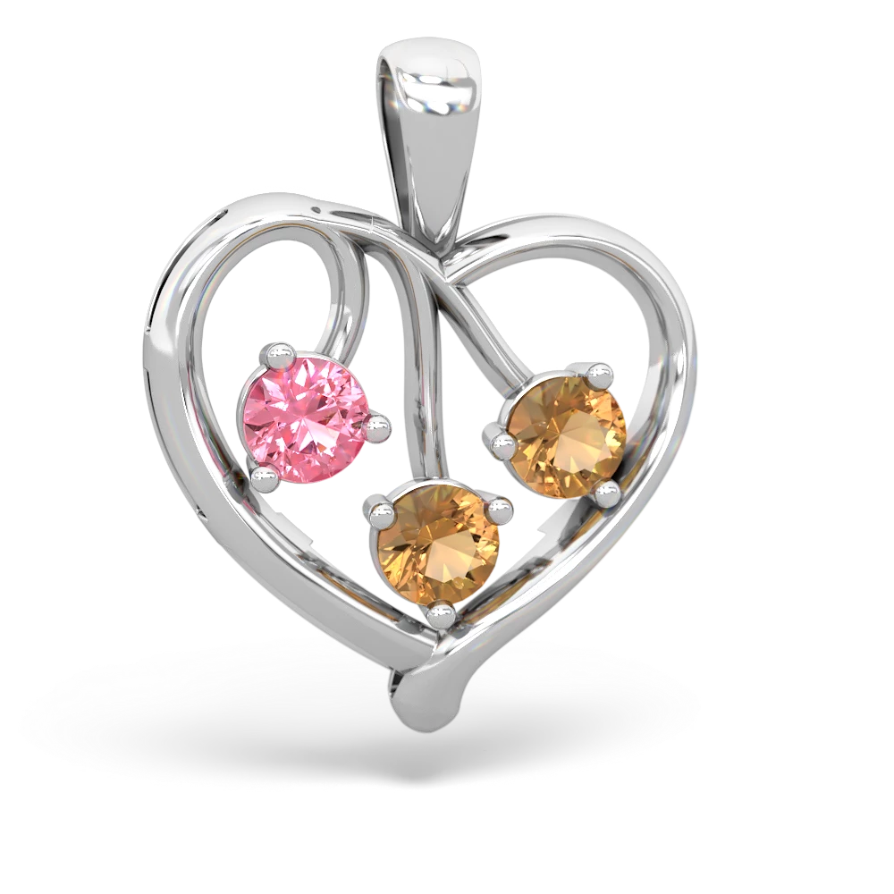 Lab Pink Sapphire Glowing Heart 14K White Gold pendant P2233