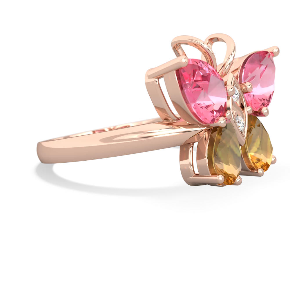 Lab Pink Sapphire Butterfly 14K Rose Gold ring R2215