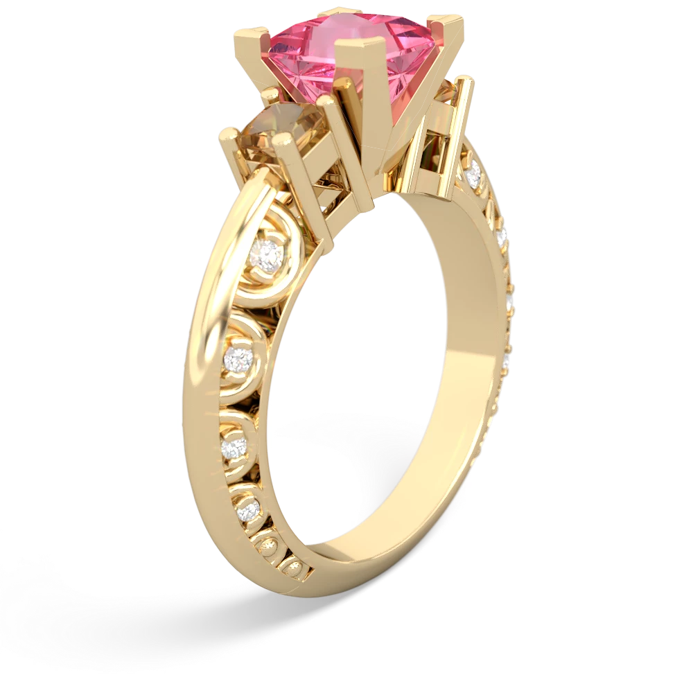 Lab Pink Sapphire Eternal Embrace Engagement 14K Yellow Gold ring C2001