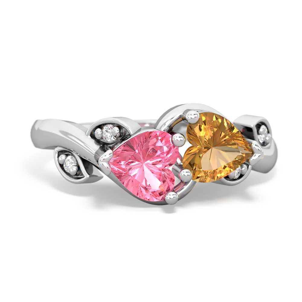 Lab Pink Sapphire Floral Elegance 14K White Gold ring R5790