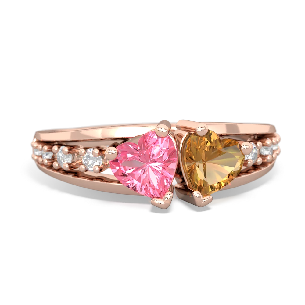 Lab Pink Sapphire Heart To Heart 14K Rose Gold ring R3342