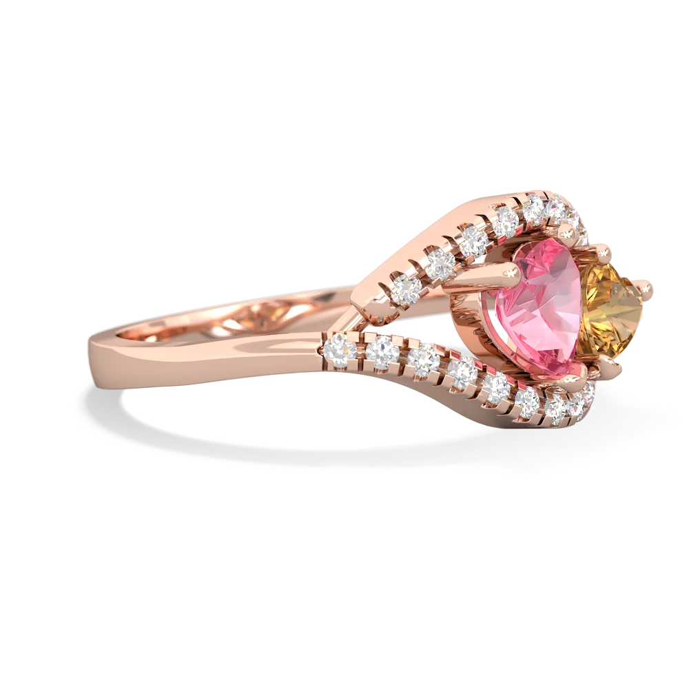 Lab Pink Sapphire Mother And Child 14K Rose Gold ring R3010