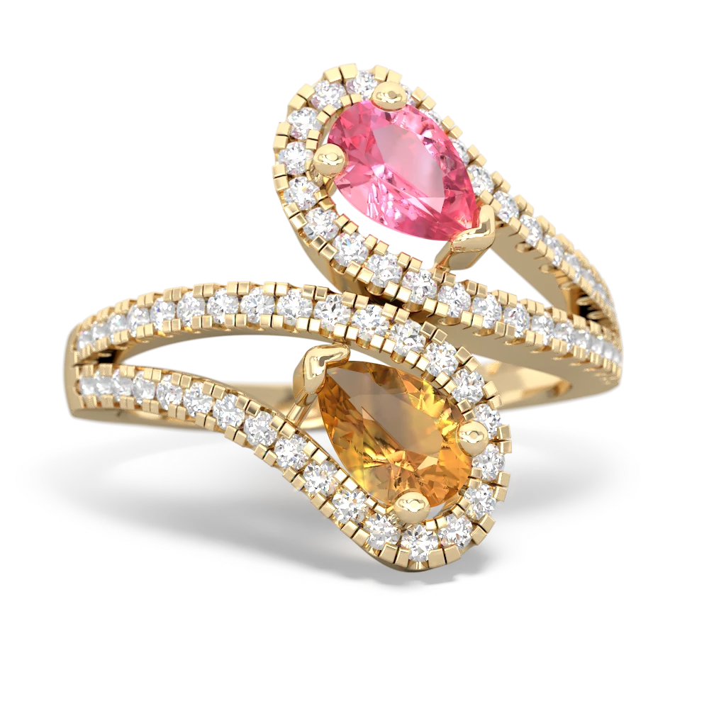 Lab Pink Sapphire Diamond Dazzler 14K Yellow Gold ring R3000