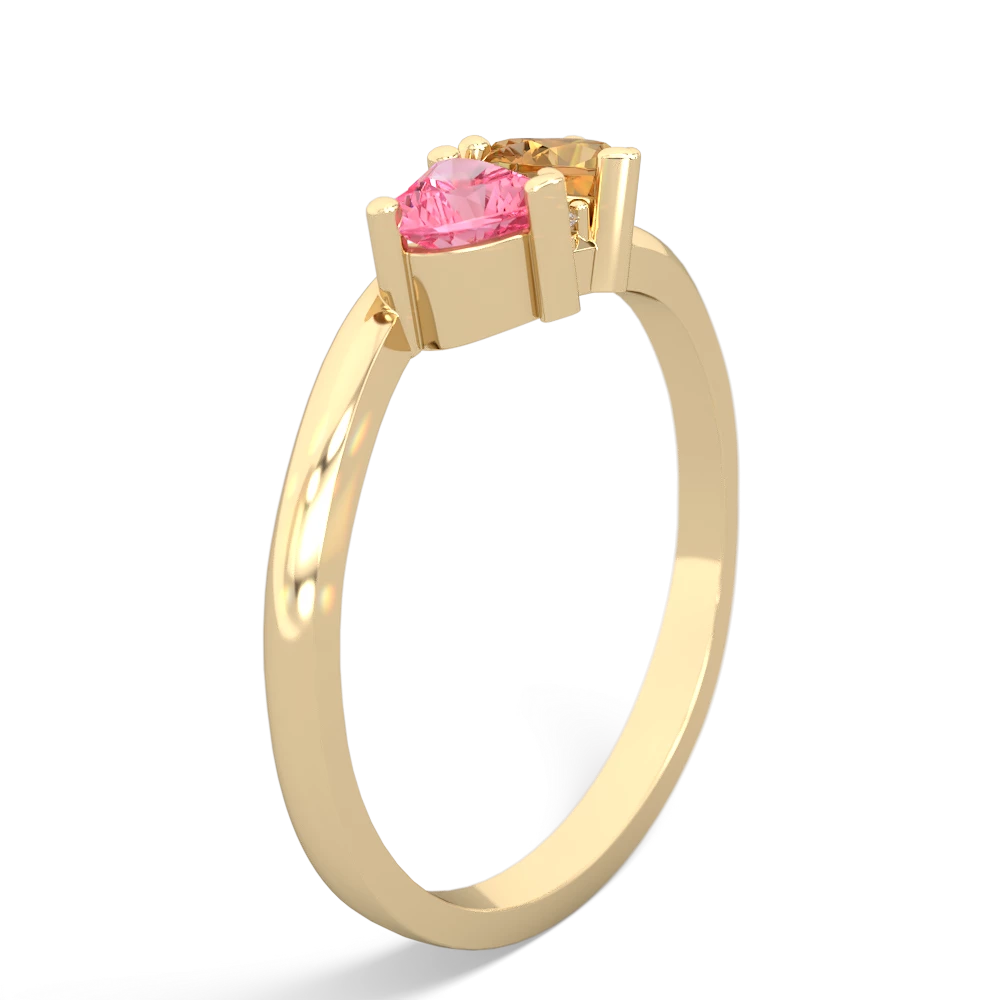 Lab Pink Sapphire Sweethearts 14K Yellow Gold ring R5260