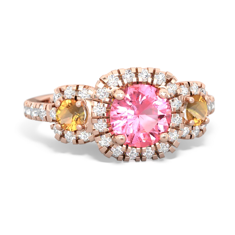 Lab Pink Sapphire Regal Halo 14K Rose Gold ring R5350