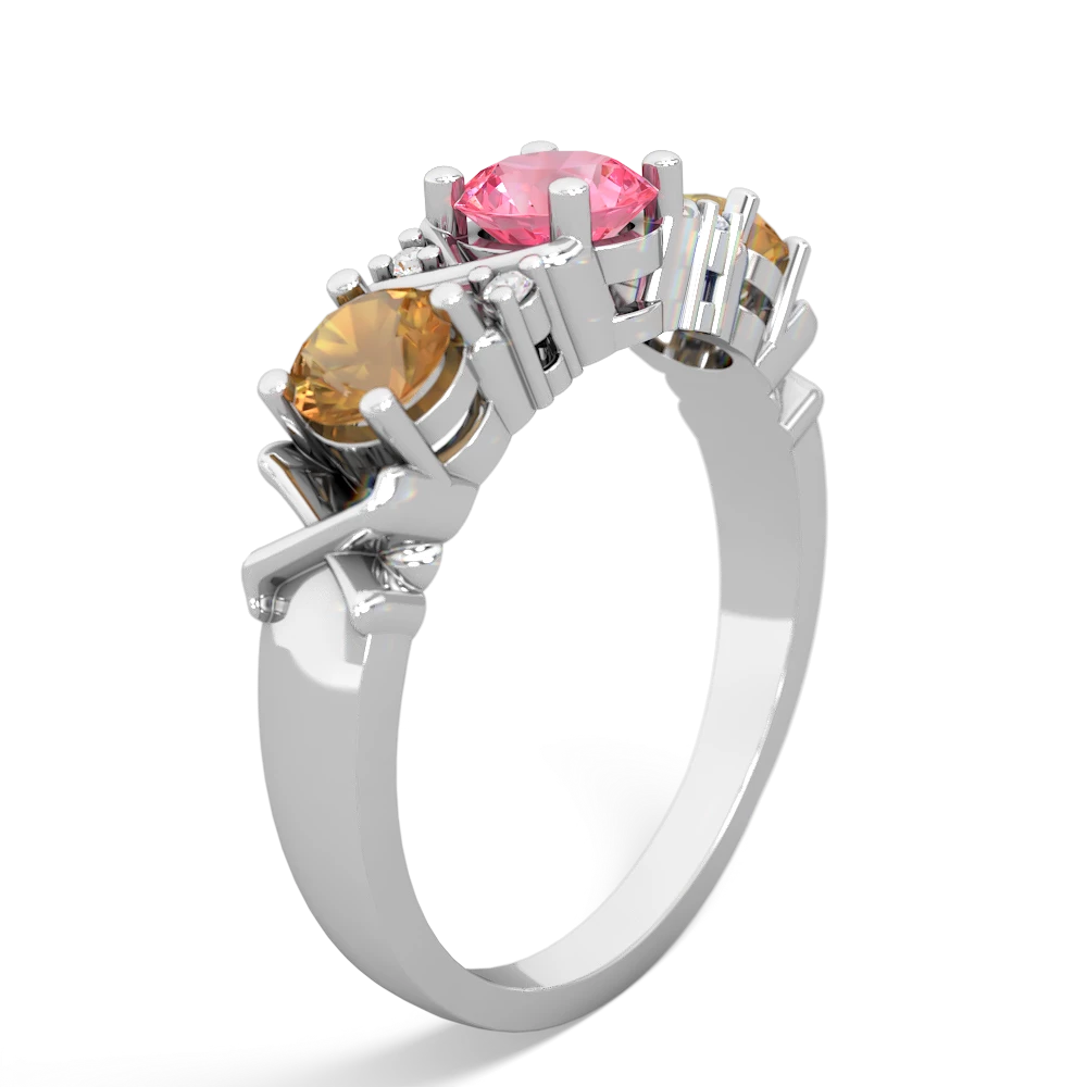 Lab Pink Sapphire Hugs And Kisses 14K White Gold ring R5016