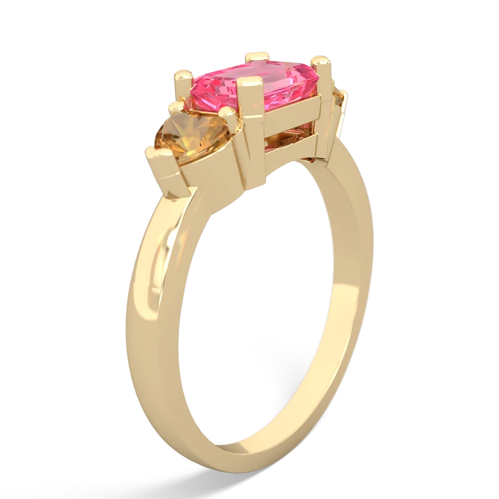 Lab Pink Sapphire Three Stone 14K Yellow Gold ring R5235