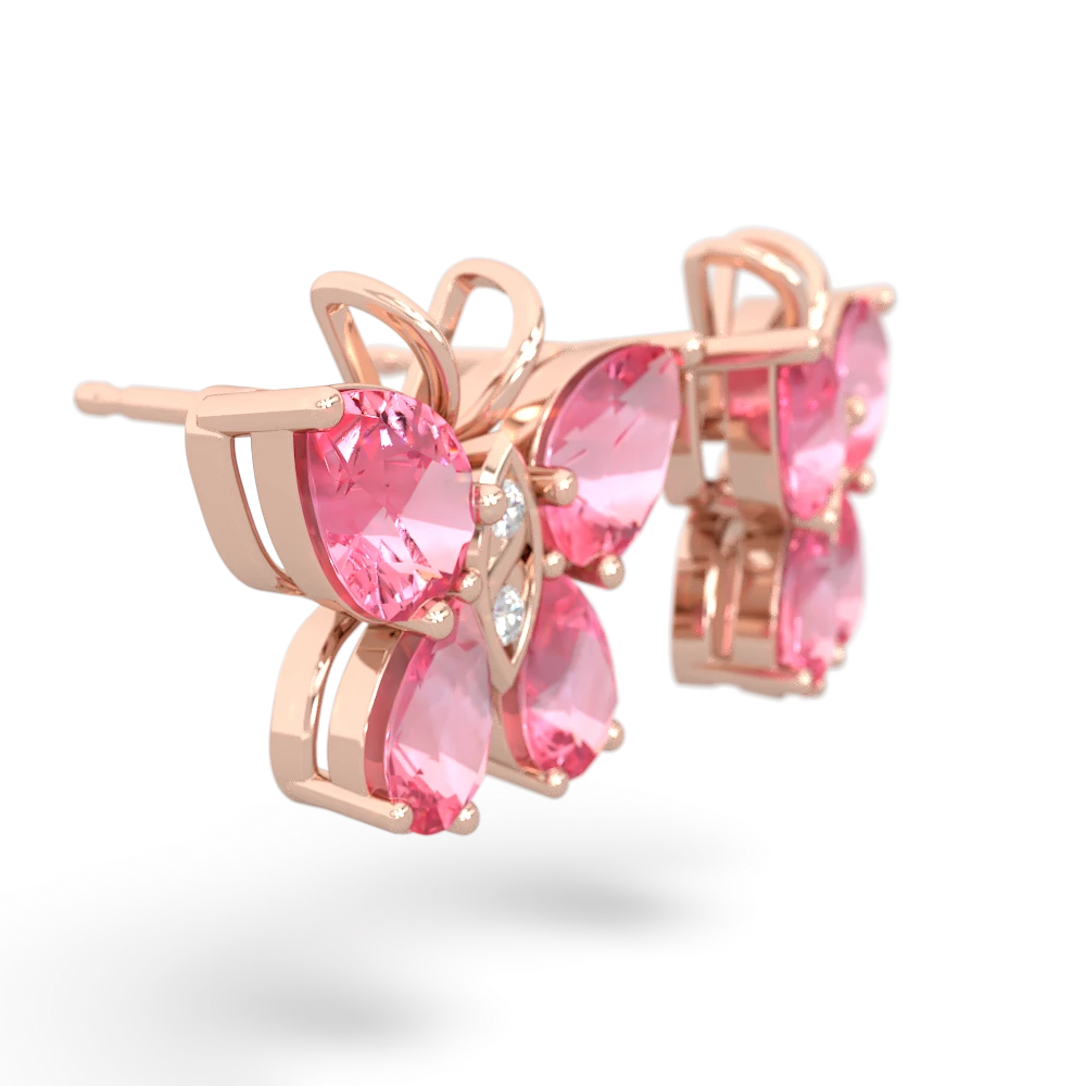 Lab Pink Sapphire Butterfly 14K Rose Gold earrings E2215