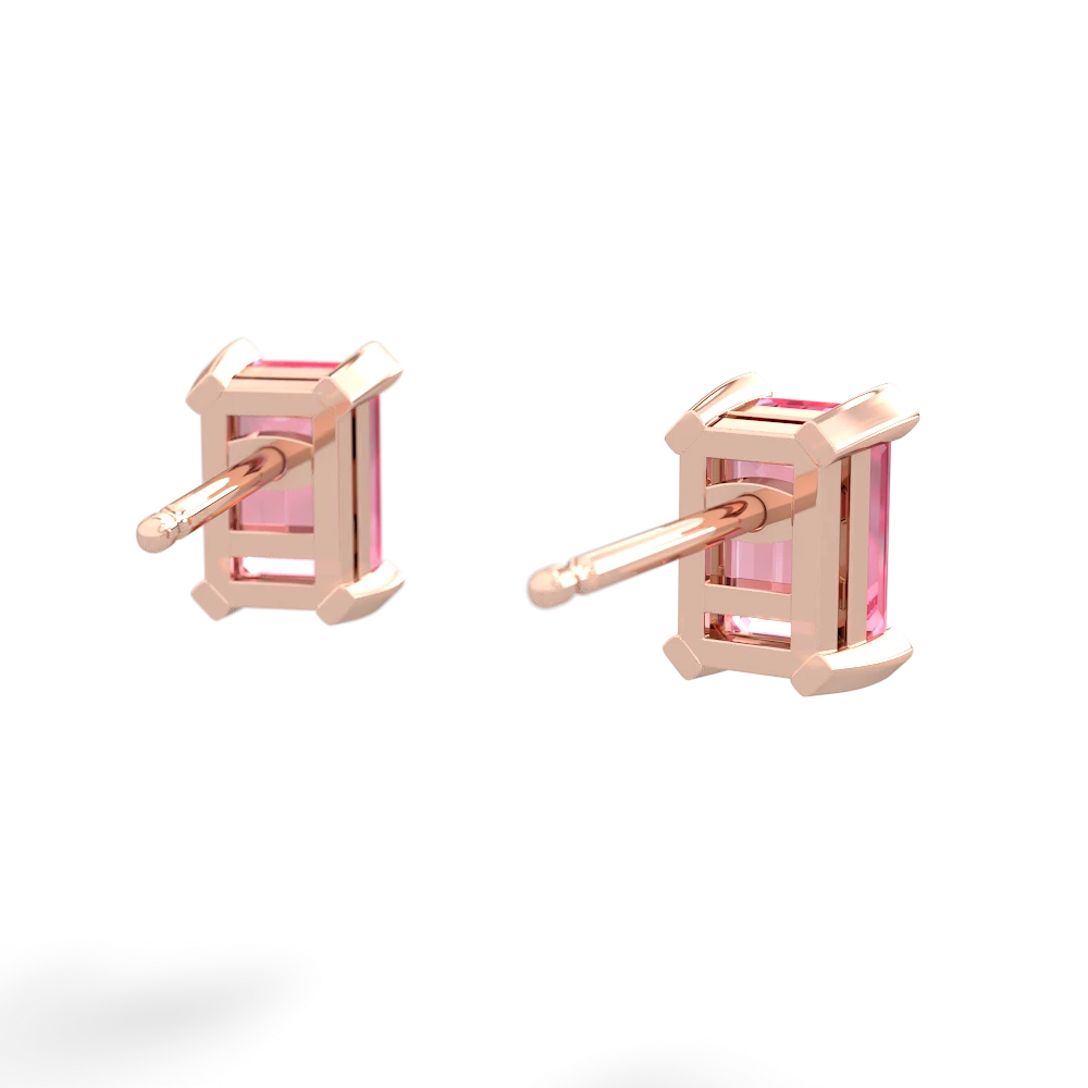 Lab Pink Sapphire 6X4mm Emerald-Cut Stud 14K Rose Gold earrings E1855