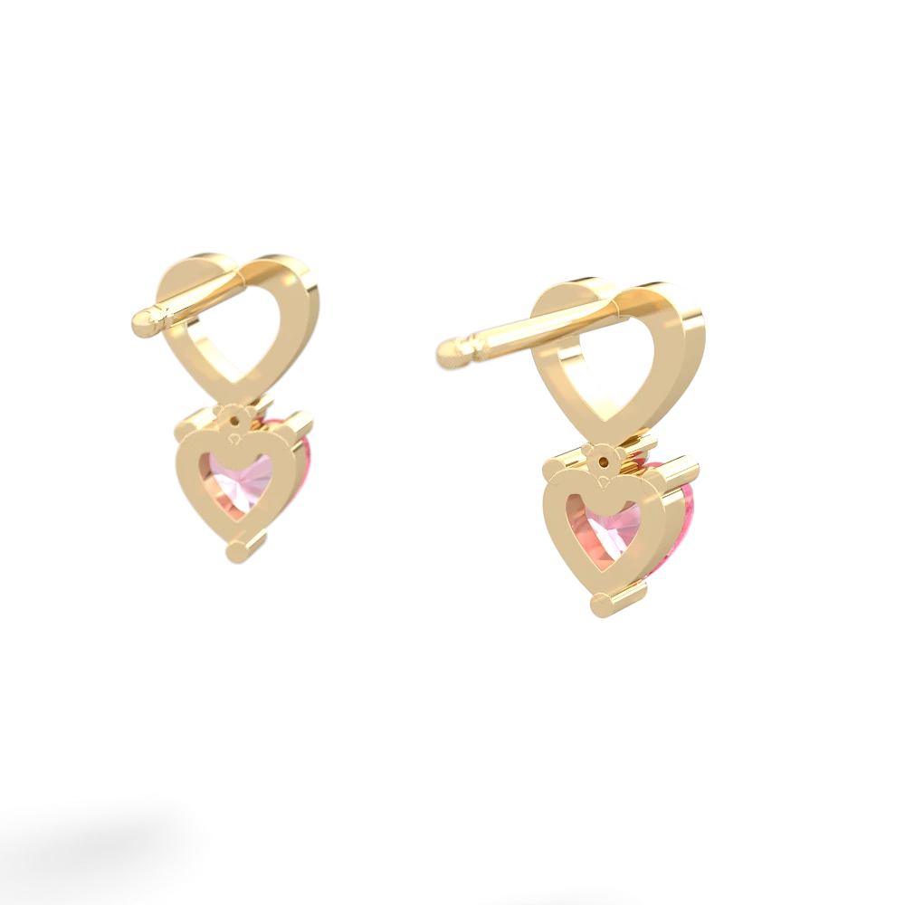 Lab Pink Sapphire Four Hearts 14K Yellow Gold earrings E2558