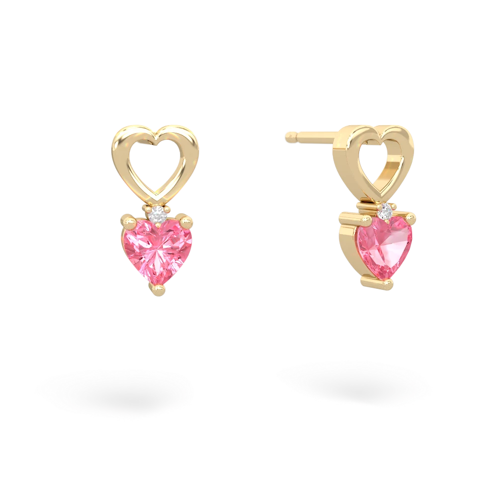 Lab Pink Sapphire Four Hearts 14K Yellow Gold earrings E2558