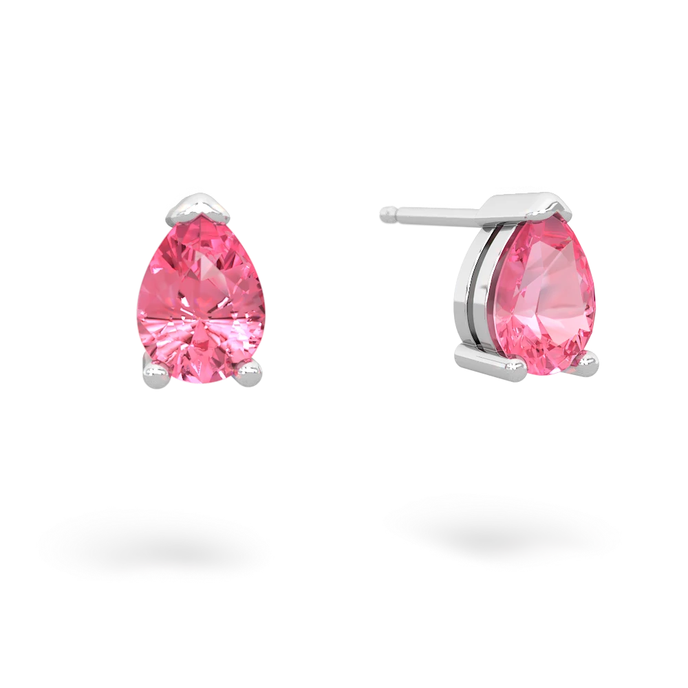 Lab Pink Sapphire Teardrop Stud 14K White Gold earrings E1793