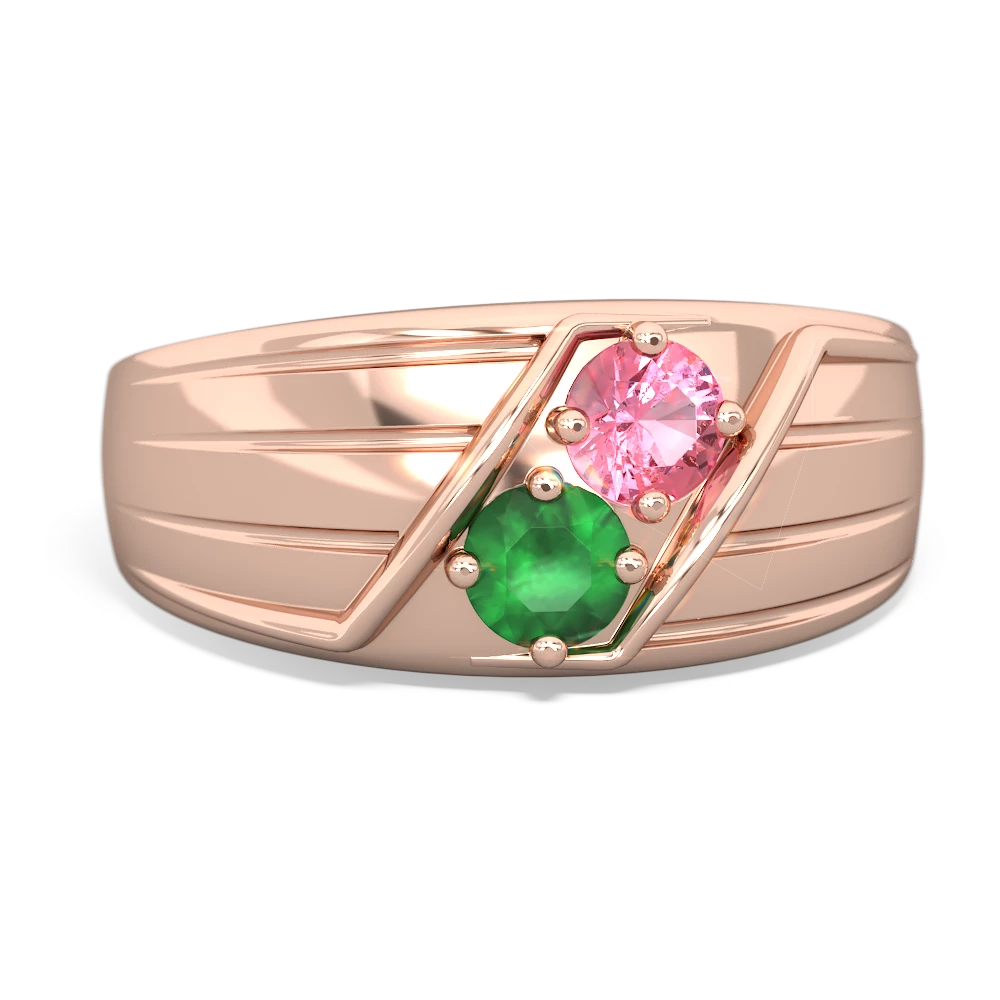 Lab Pink Sapphire Men's Streamline 14K Rose Gold ring R0460