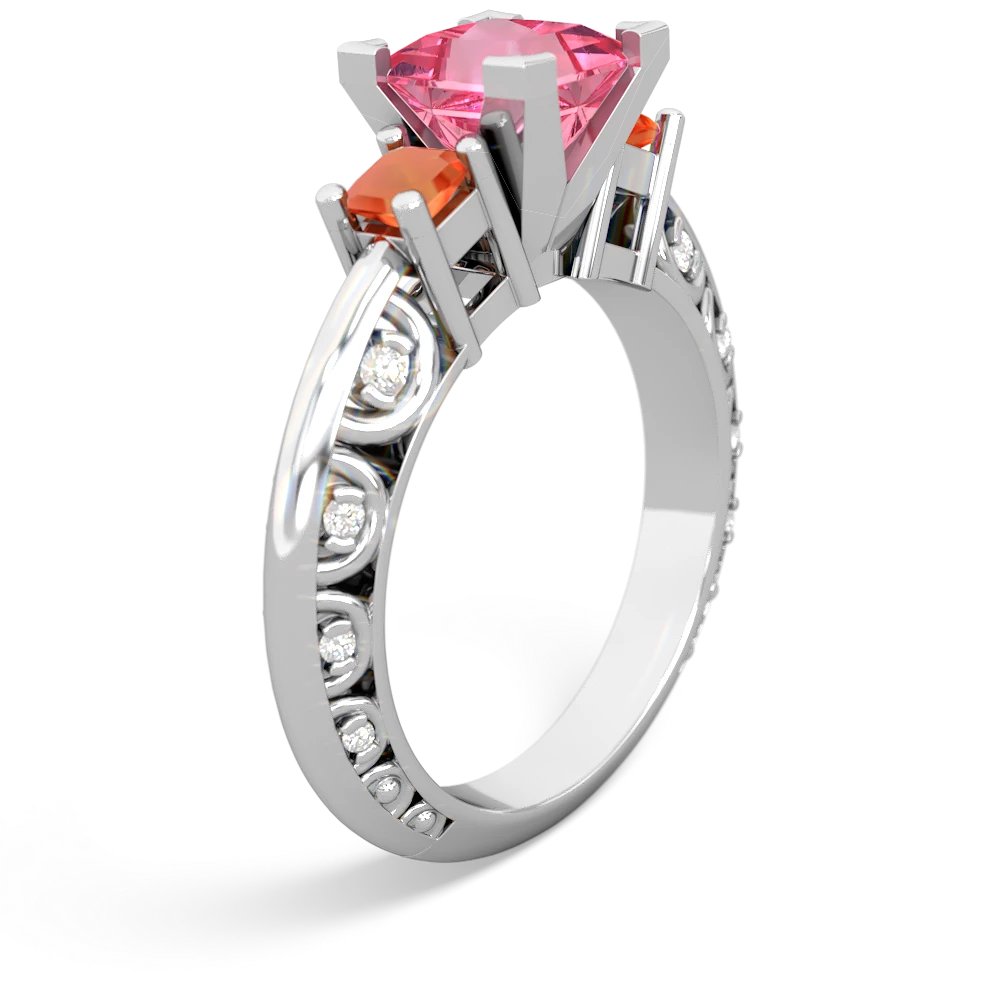 Lab Pink Sapphire Eternal Embrace Engagement 14K White Gold ring C2001