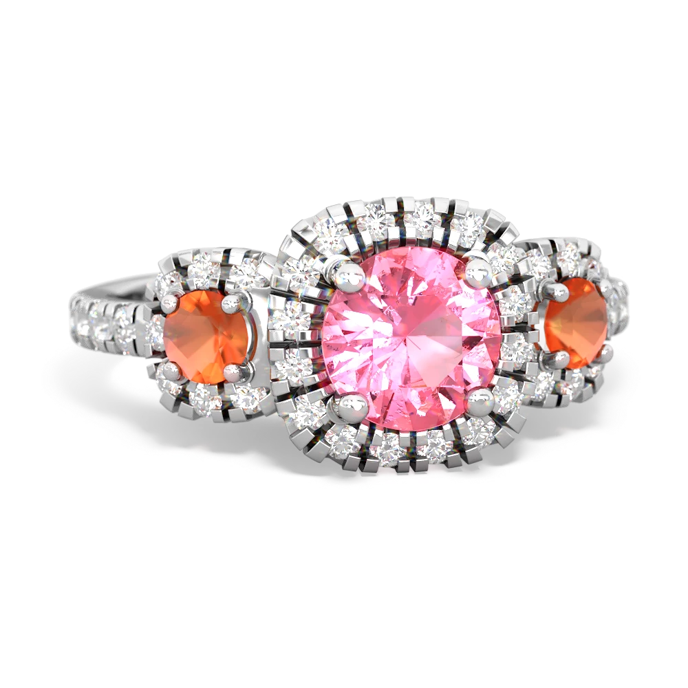 Lab Pink Sapphire Regal Halo 14K White Gold ring R5350